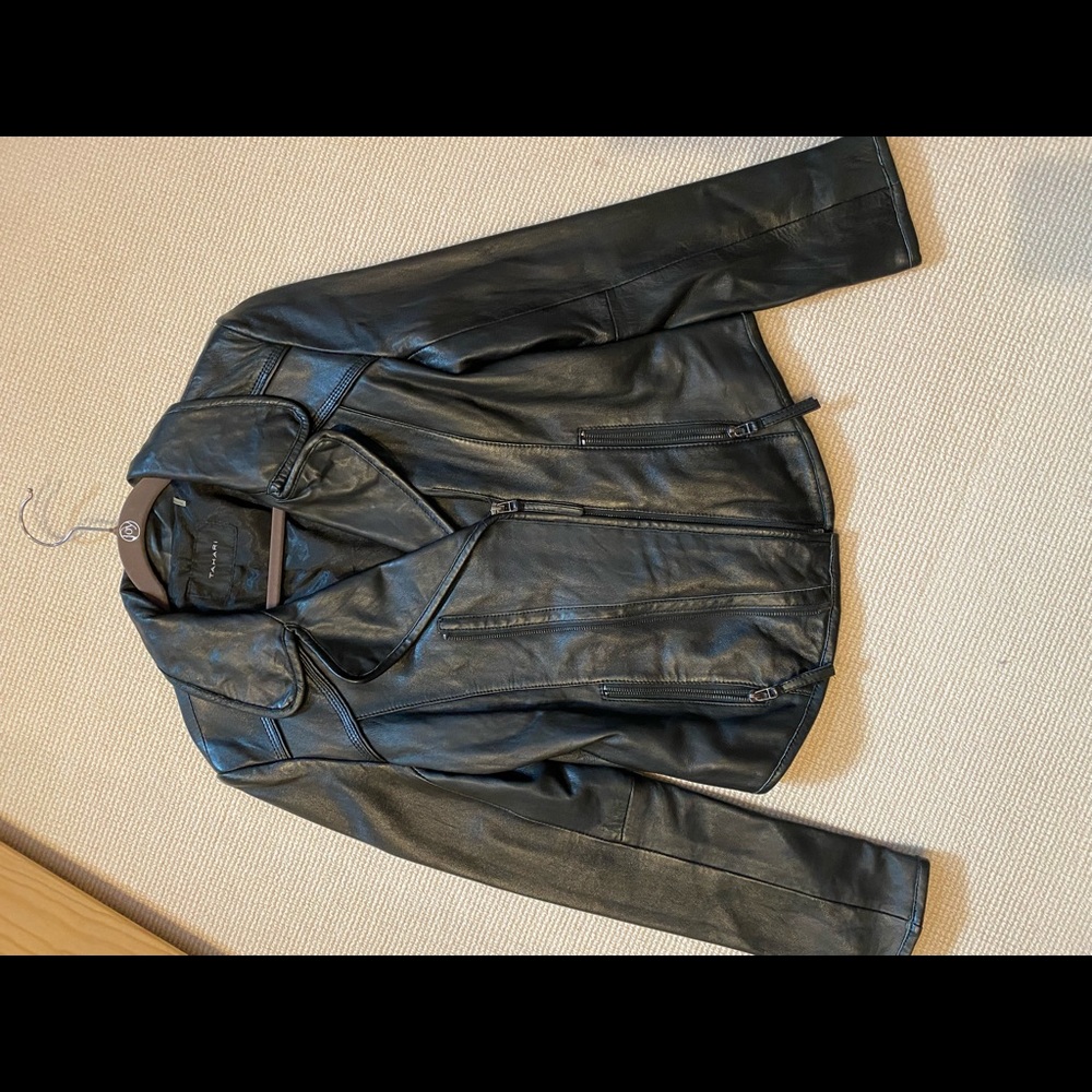 Tahari leather jacket - black